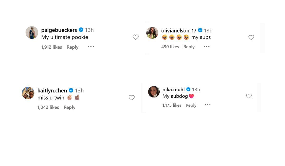 Paige Bueckers, Kaitlyn Chen, and other former teammates show love to Aubrey Griffin on Instagram (Source: Instagram/Aubrey Griffin)